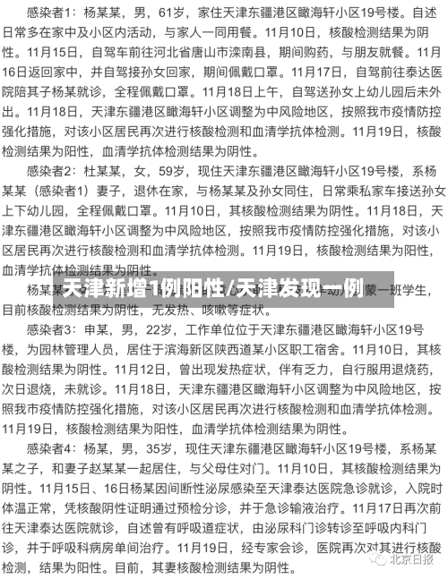 天津新增1例阳性/天津发现一例-第1张图片
