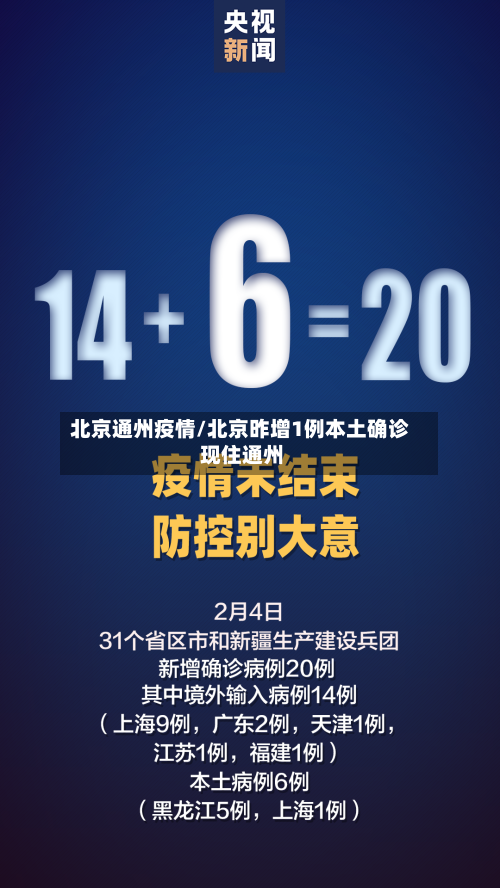 北京通州疫情/北京昨增1例本土确诊 现住通州
