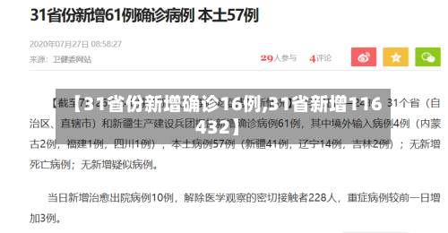【31省份新增确诊16例,31省新增116 432】-第2张图片