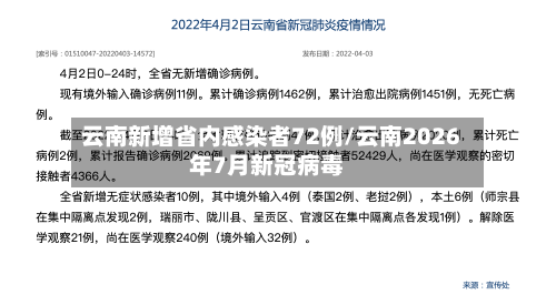 云南新增省内感染者72例/云南2026年7月新冠病毒