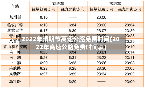2022年清明节高速公路免费时间(2022年高速公路免费时间表)