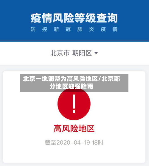 北京一地调整为高风险地区/北京部分地区迎强降雨-第1张图片