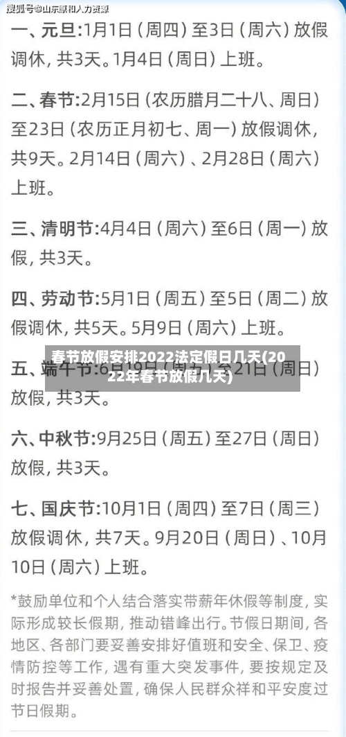 春节放假安排2022法定假日几天(2022年春节放假几天)