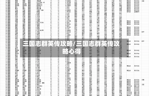 三国志群英传攻略/三国志群英传攻略心得