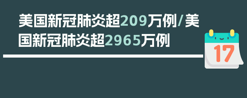 美国新冠肺炎超209万例/美国新冠肺炎超2965万例
